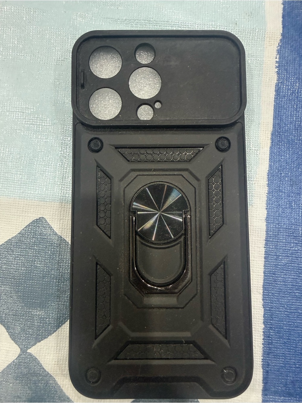 Black Tough Grip Smartphone Case with Built-In Ring Stand